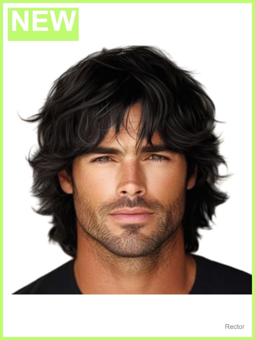 Mens short black curly wig layered natural fluffy hair wigs daily party